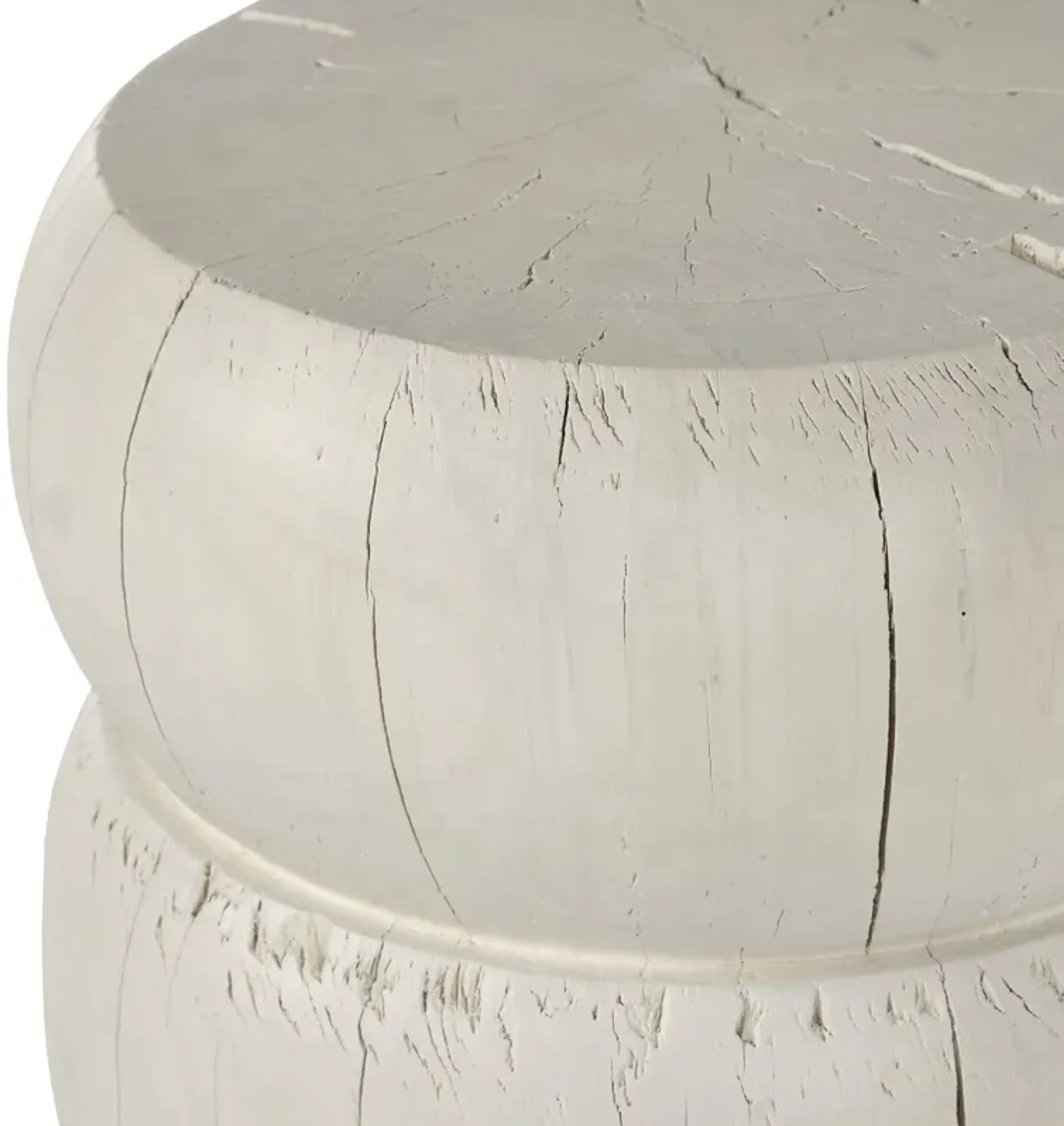 Sai Hand-Carved Reclaimed Wood End Table, Ivory | Furniture.com