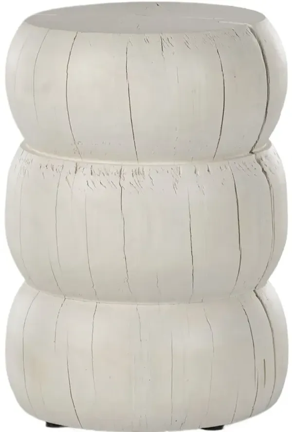 Sai Hand-Carved Reclaimed Wood End Table, Ivory