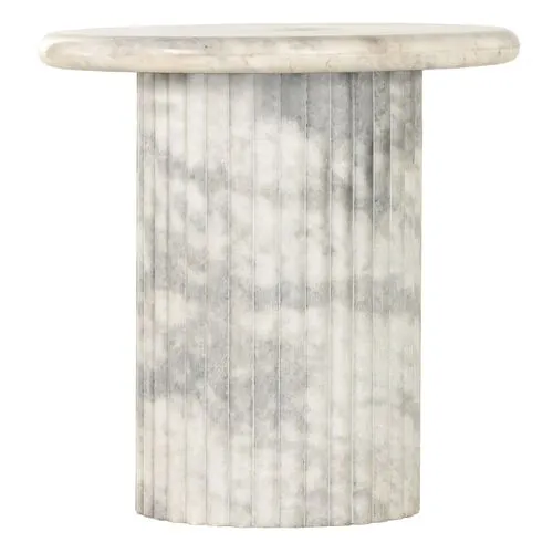 Milan Fluted Marble End Table - White