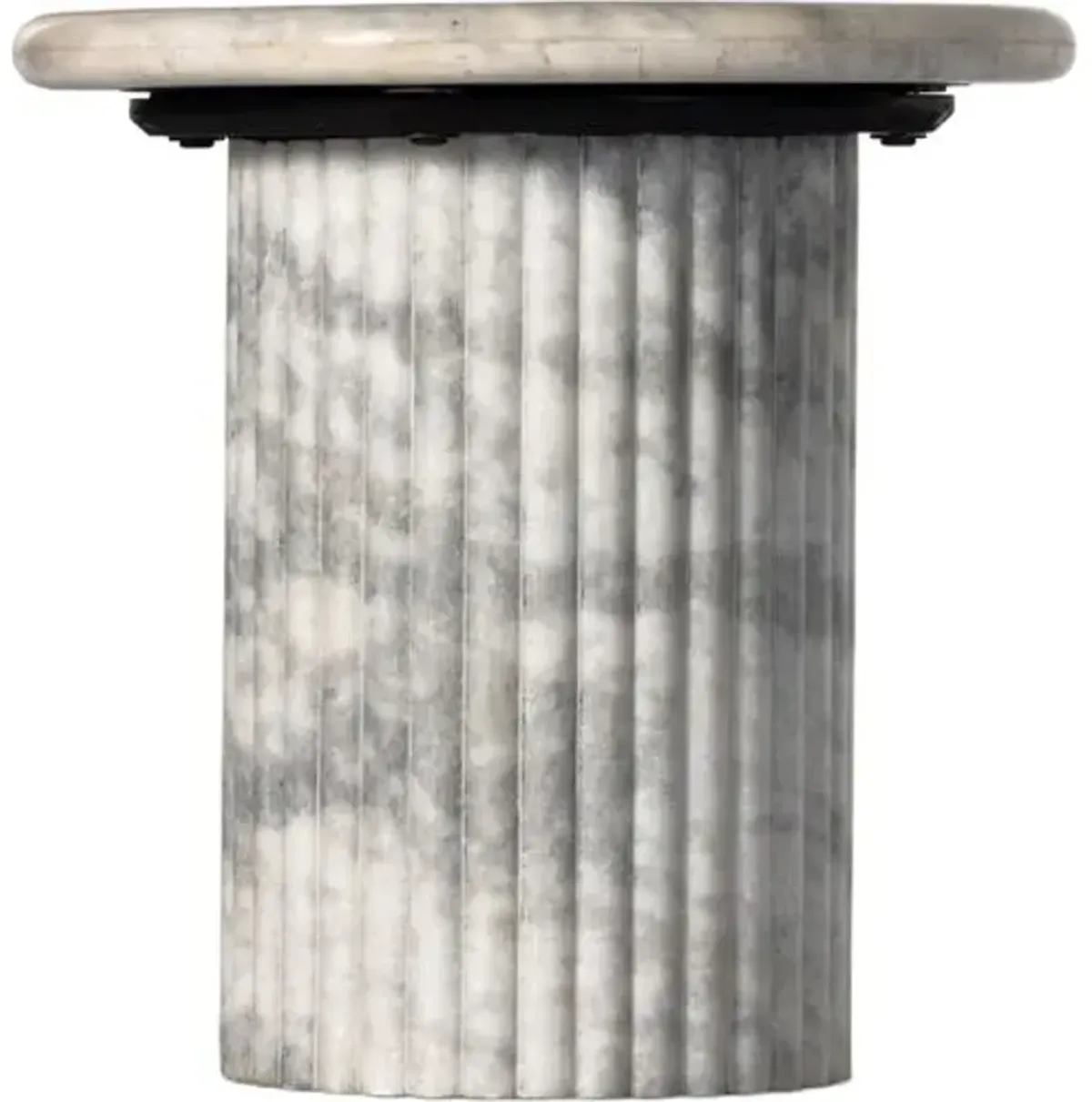 Kamden Fluted Marble End Table - White