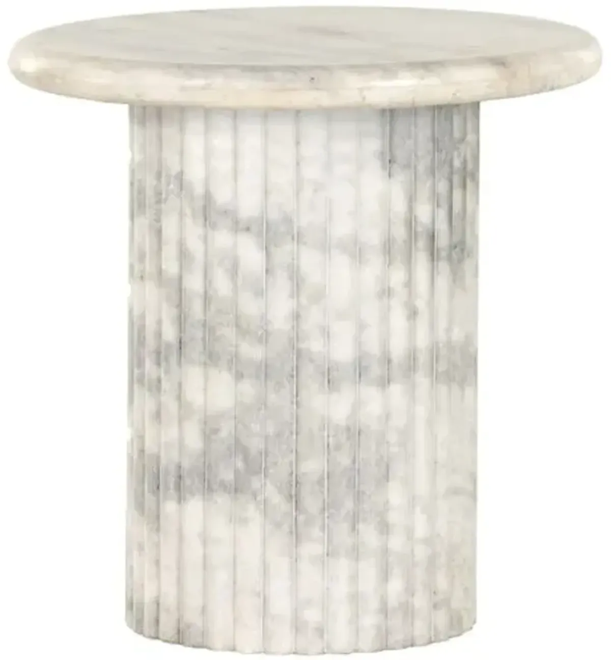 Milan Fluted Marble End Table - White