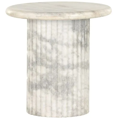 Milan Fluted Marble End Table - White