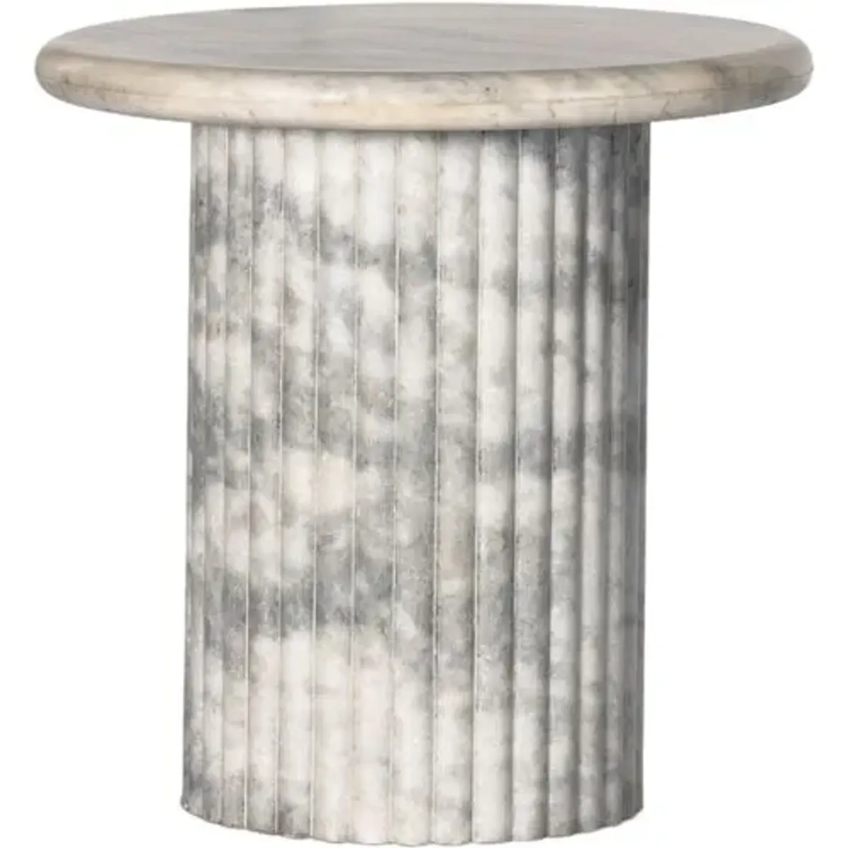 Kamden Fluted Marble End Table - White
