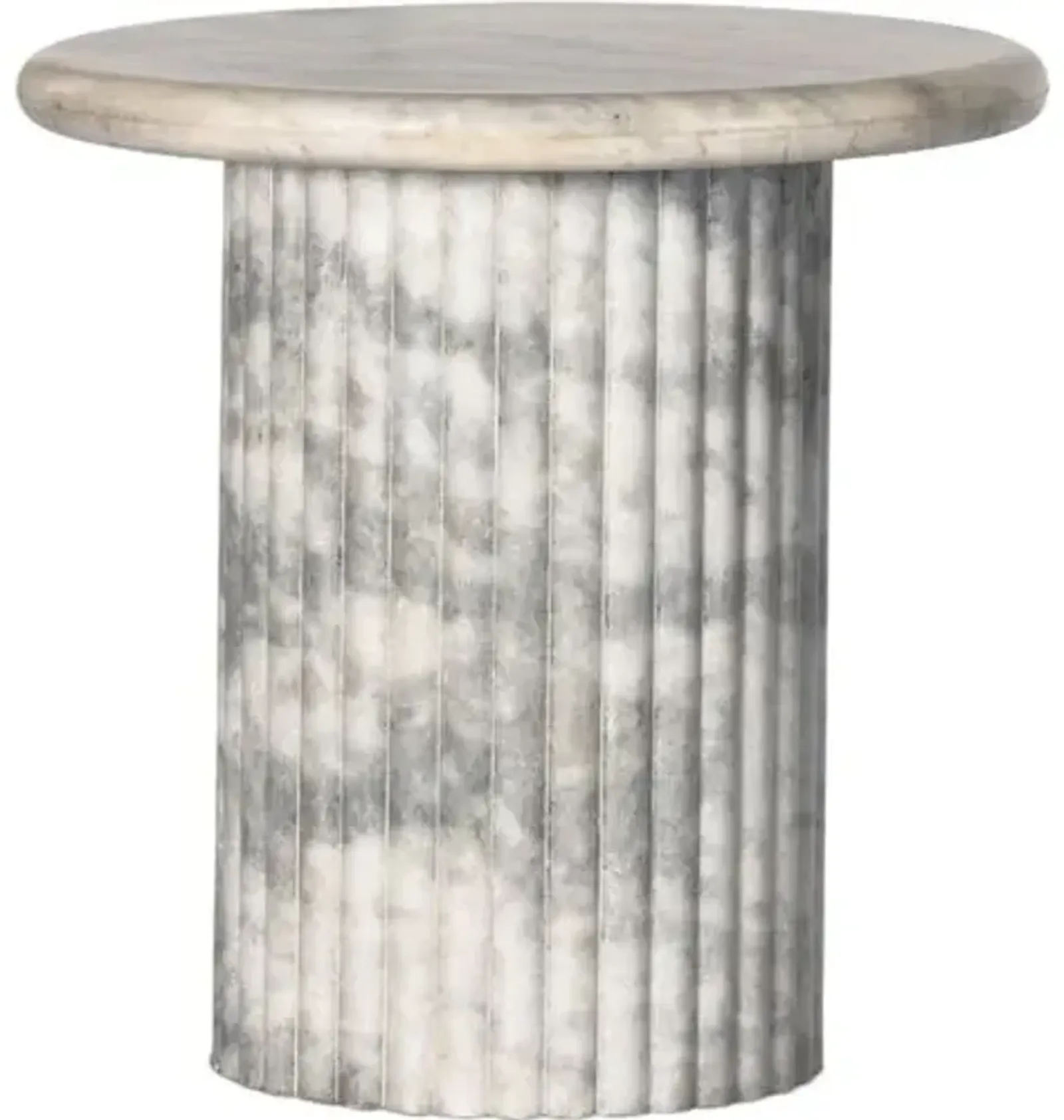 Milan Fluted Marble End Table - White