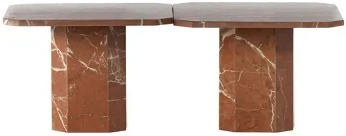 Vienna 2-pc Coffee Table Set - Rusty Marble - Red