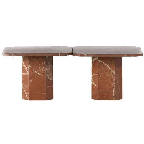 Vienna 2-pc Coffee Table Set - Rusty Marble - Red