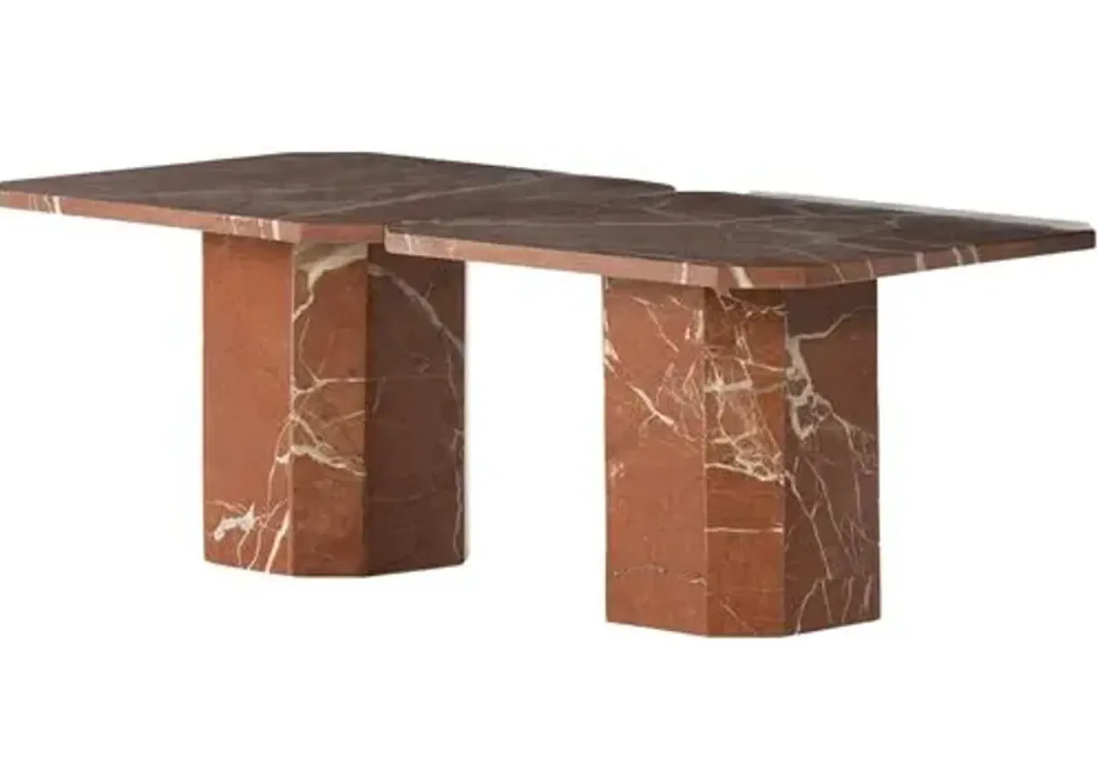 Vienna 2-pc Coffee Table Set - Rusty Marble - Red