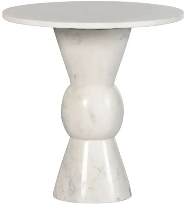 Becky Marble End Table, White