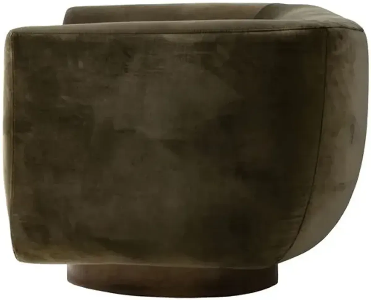 Stockholm Curved 87" Velvet Sofa - Olive