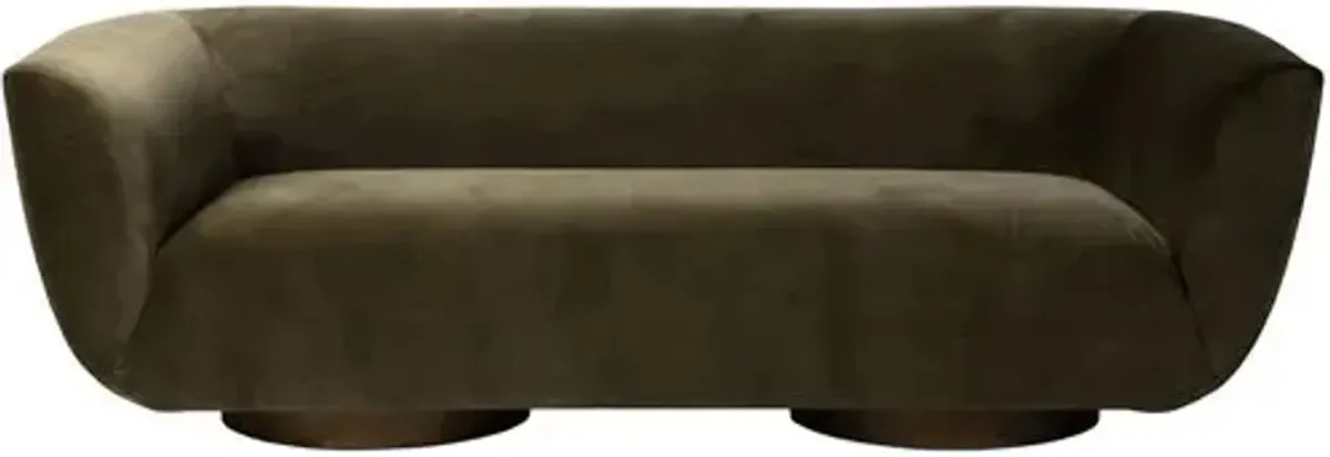 Stockholm Curved 87" Velvet Sofa - Olive