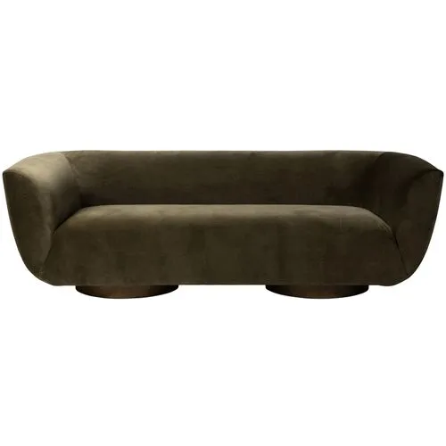 Stockholm Curved 87" Velvet Sofa - Olive