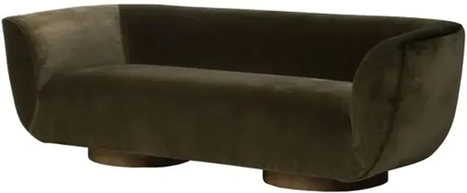 Stockholm Curved 87" Velvet Sofa - Olive