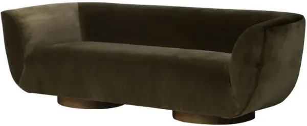 Skylar Curved 87" Velvet Sofa, Olive