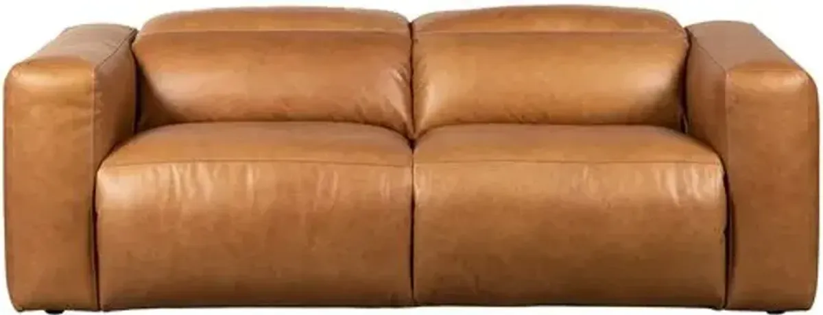 Power Recliner 91" 2pc Sectional - Butterscotch Leather - Brown