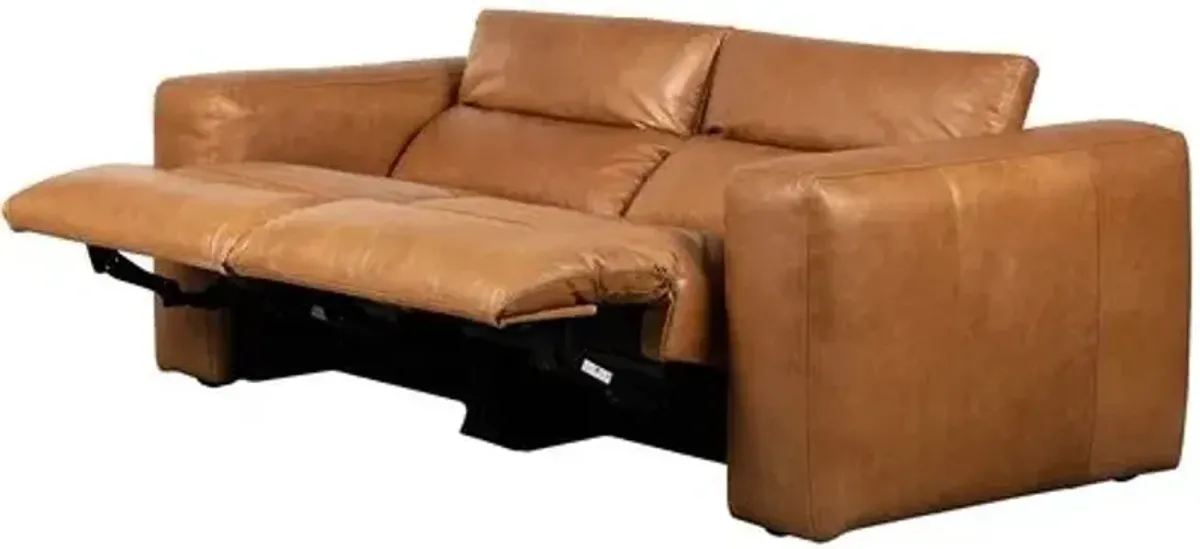 Power Recliner 91" 2pc Sectional - Butterscotch Leather - Brown