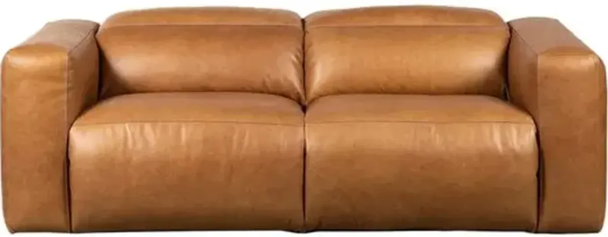 Power Recliner 91" 2pc Sectional - Butterscotch Leather - Brown