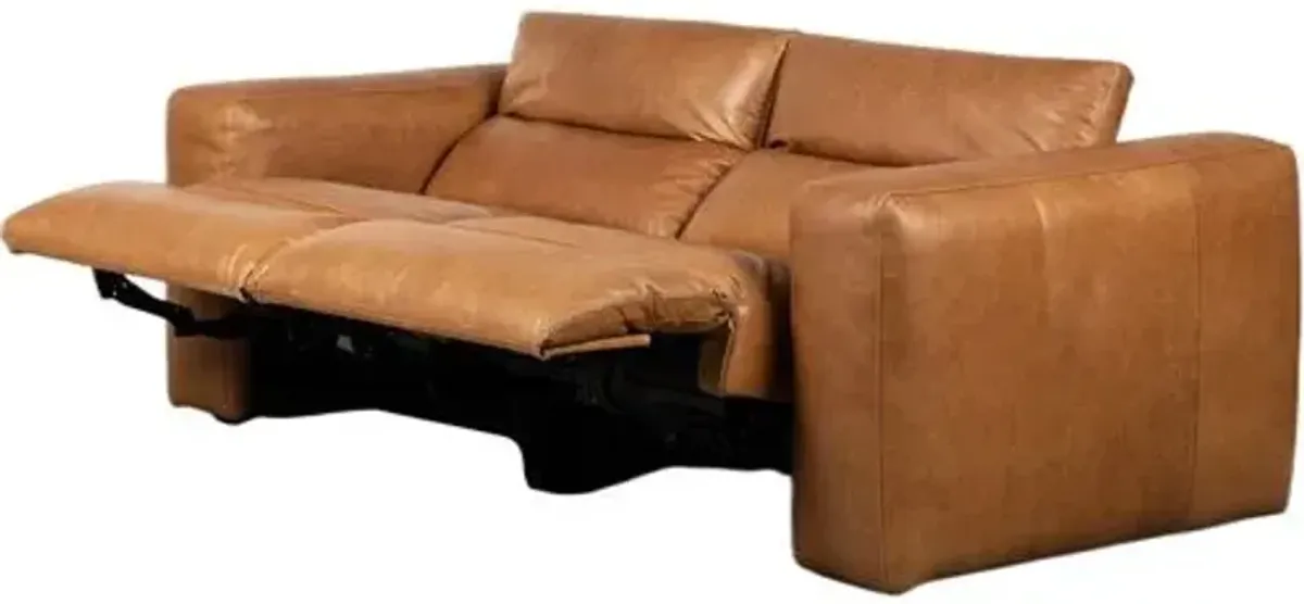 Power Recliner 91" 2pc Sectional - Butterscotch Leather - Brown