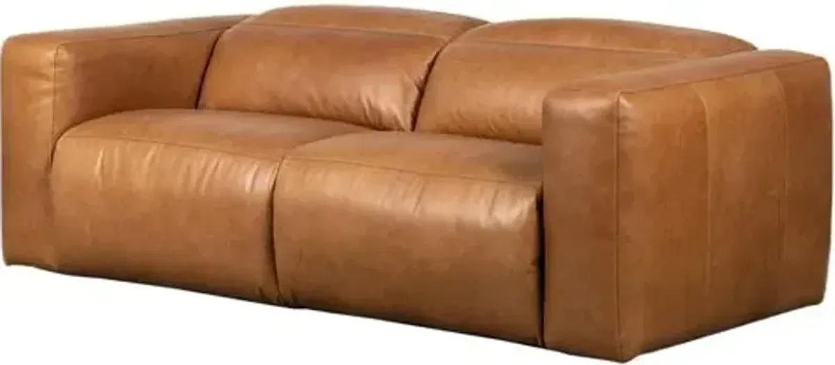 Power Recliner 91" 2pc Sectional - Butterscotch Leather - Brown