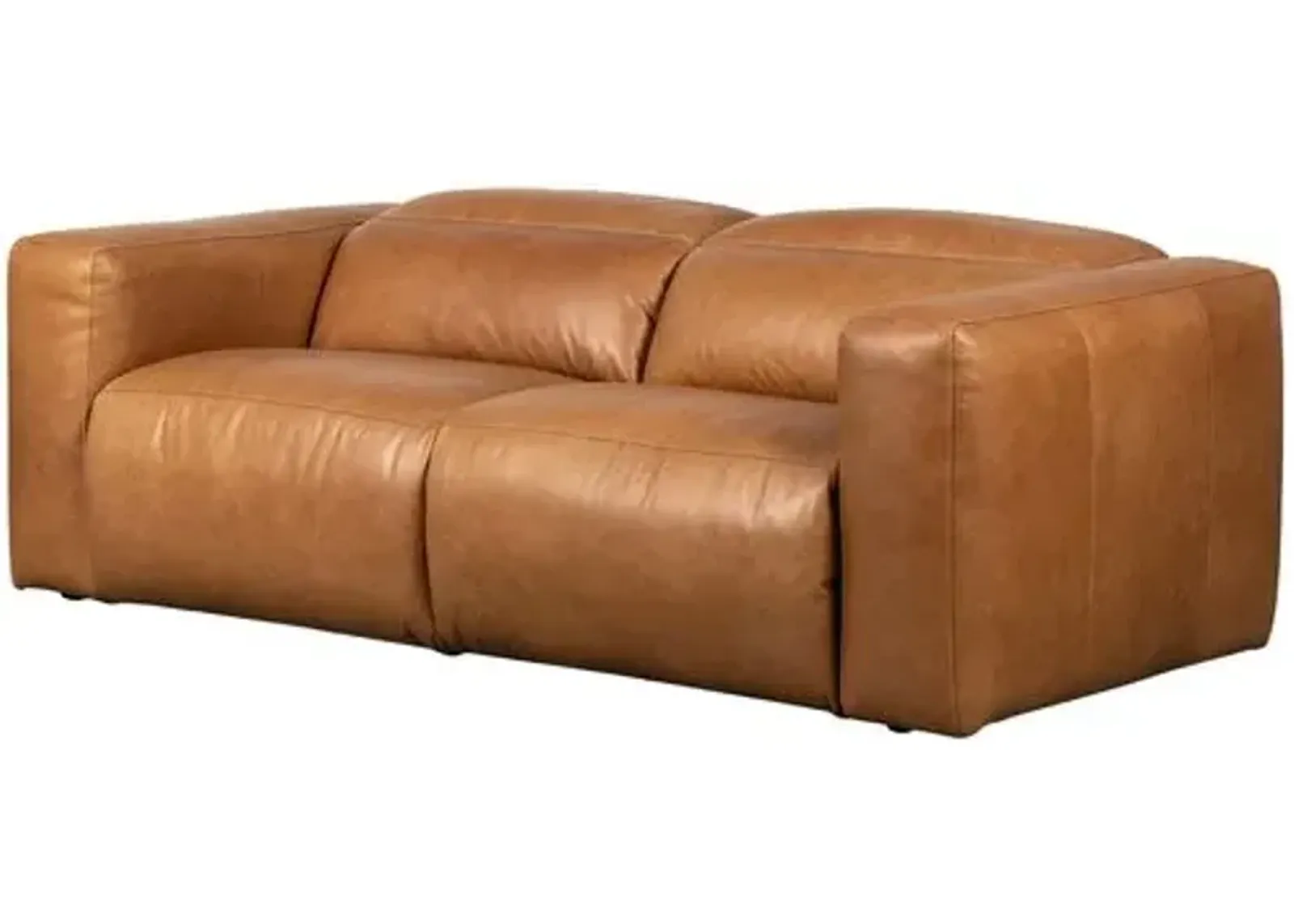 Power Recliner 91" 2pc Sectional - Butterscotch Leather - Brown