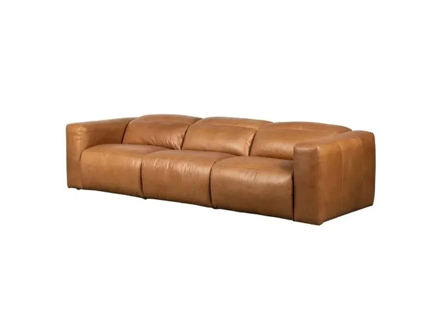 Power Recliner 124" 3pc Sectional - Butterscotch Leather - Brown