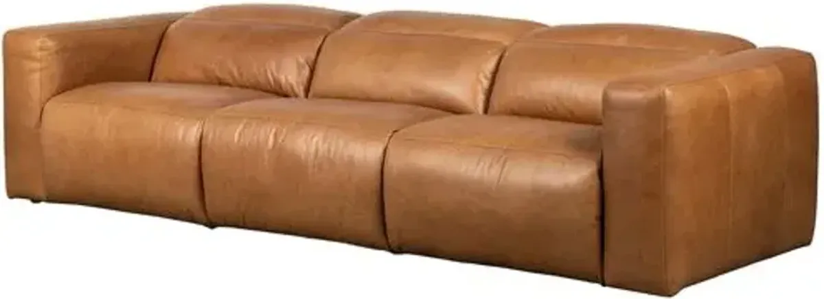 Power Recliner 124" 3pc Sectional - Butterscotch Leather - Brown