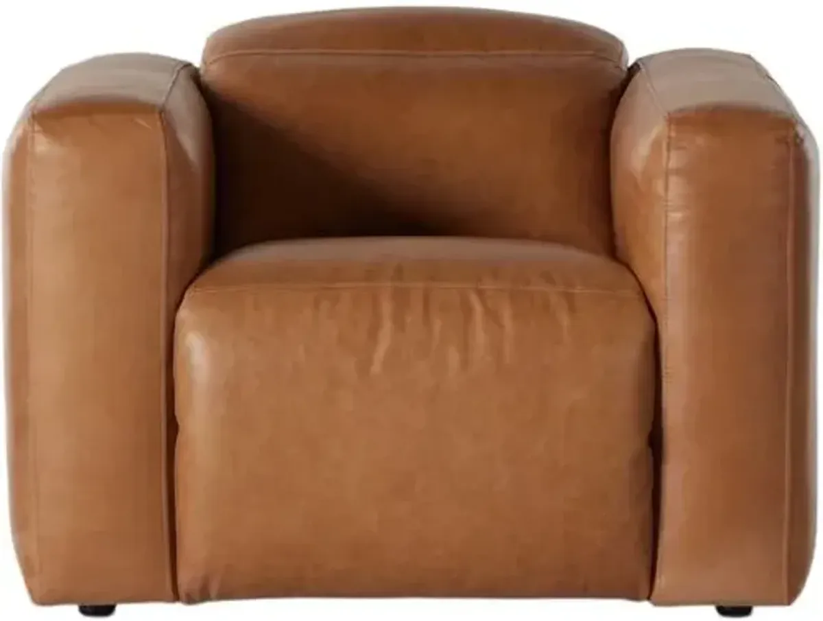 Power Recliner Chair - Butterscotch Leather - Brown - Relaxing Chair, Lounger, Comfort and Leisure Prioritized