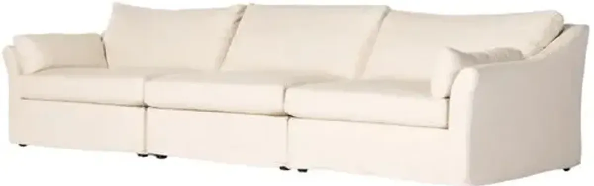 Birmingham 138" Slipcover Sectional - Crème Performance - Ivory