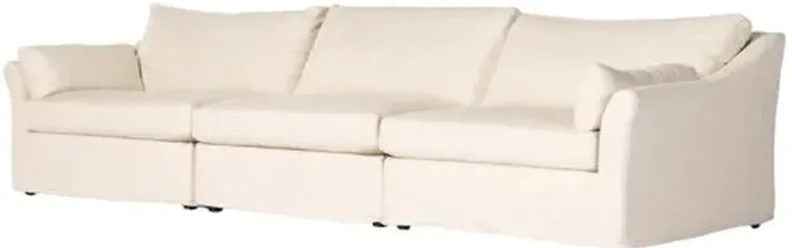 Birmingham 138" Slipcover Sectional - Crème Performance - Ivory