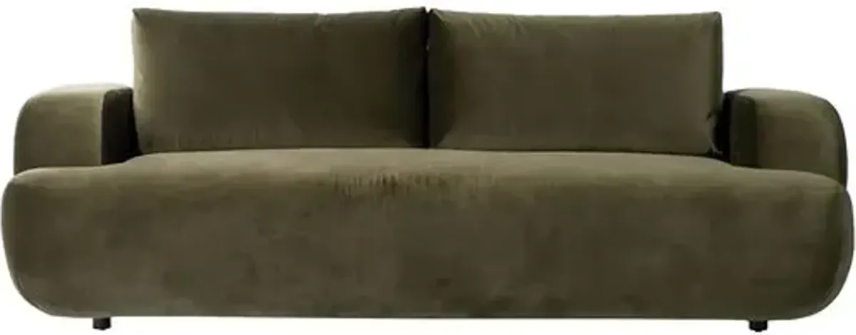 Berry 90" Velvet Sofa - Olive