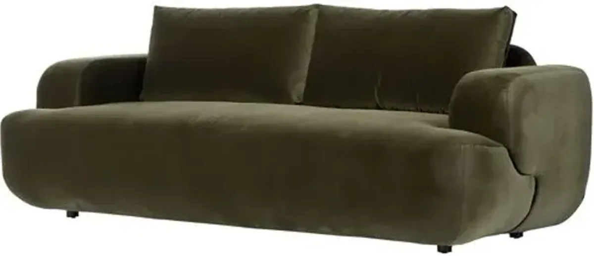 Berry 90" Velvet Sofa - Olive