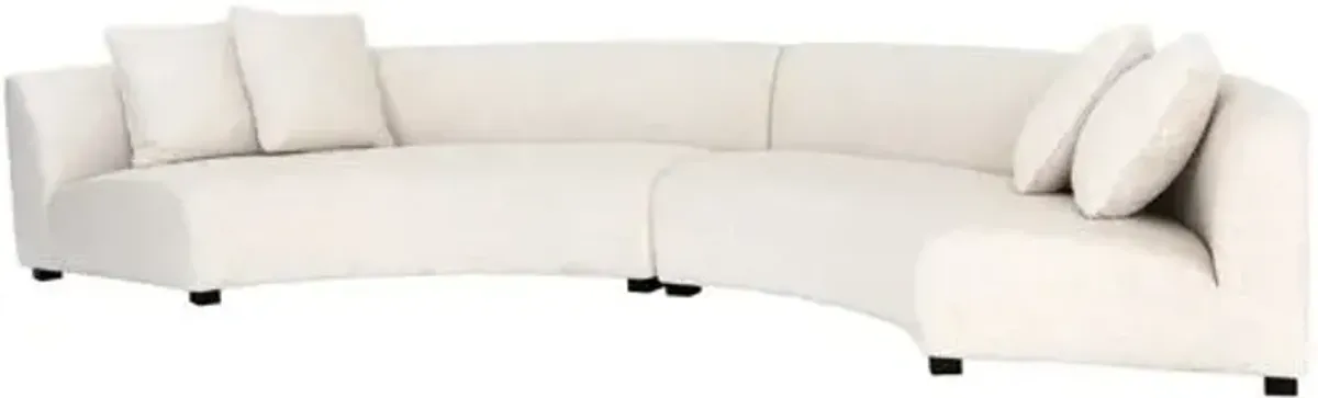 Florence 2pc Curved Sectional - Natural Performance - Ivory