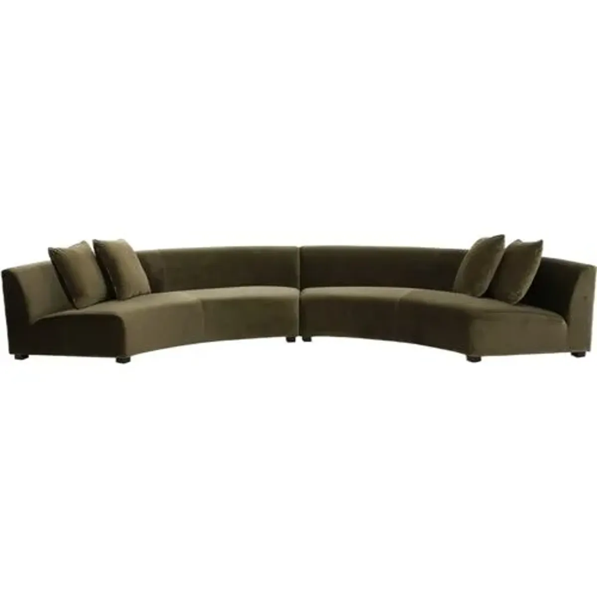 Florence 2pc Curved Sectional - Velvet - Green