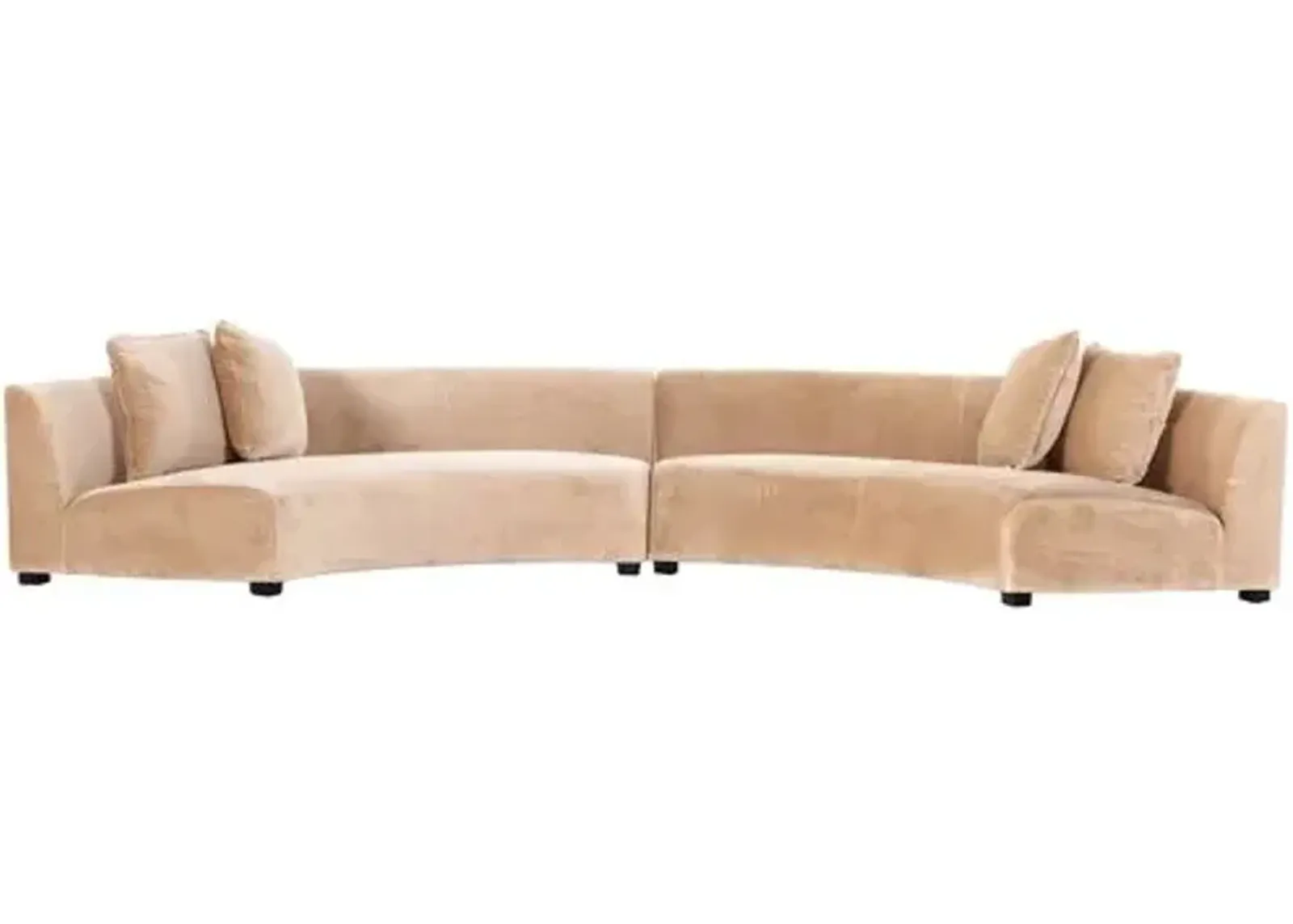 Florence 2pc Curved Sectional - Velvet - Beige