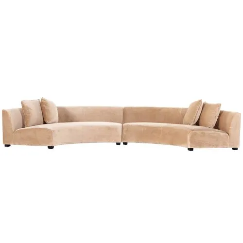 Florence 2pc Curved Sectional - Velvet - Beige