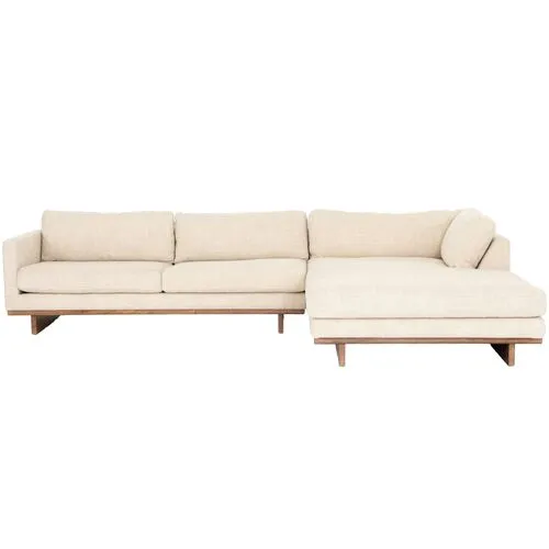 Como 2pc 86" Sectional Right-Facing Chaise - Taupe Performance - Ivory - Comfortable, Sturdy, Stylish