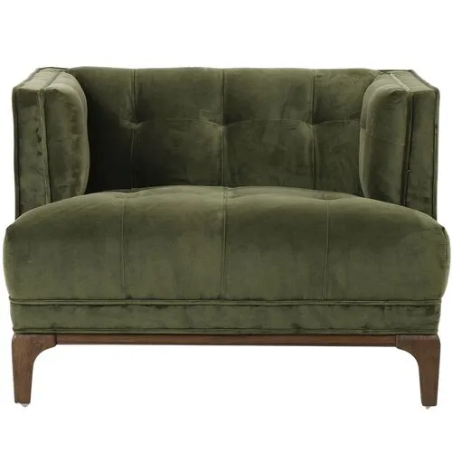 Caledonia Velvet Accent Chair - Green, Comfortable, Durable, Velvet Upholstery, Cushioned