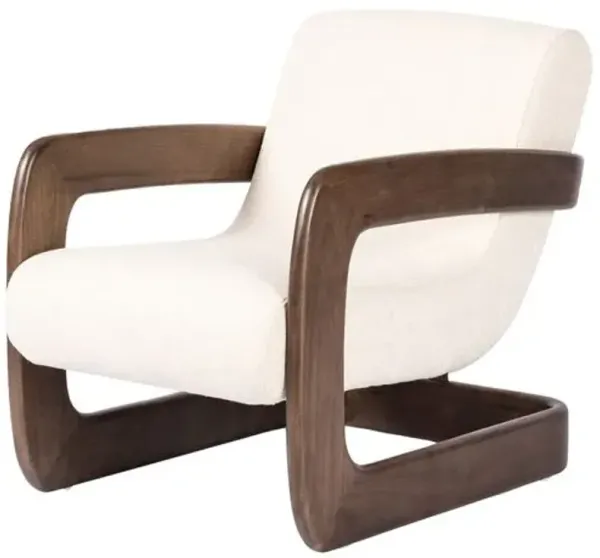 Mateo Accent Chair - Vintage Parawood/Cream Performance - Ivory, Comfortable, Durable