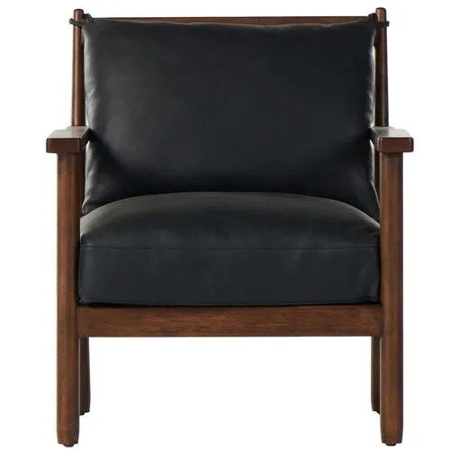 Nolan Leather Accent Chair - Black/Brown, Comfortable, Durable, Cushioned