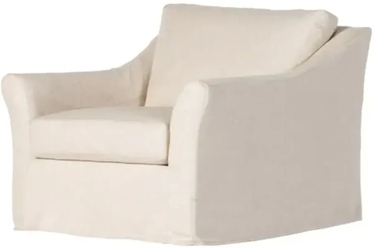 Birmingham Slipcover Swivel Chair - Crème Performance