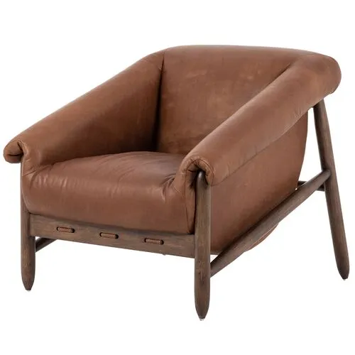 Kennedy Leather Accent Chair - Sienna - Brown, Comfortable, Durable