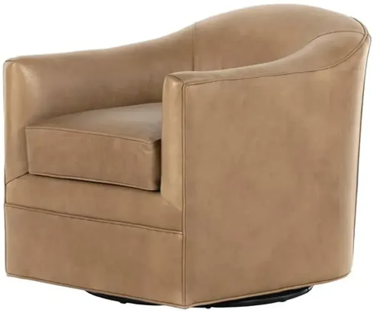 Elaine Swivel Chair - Taupe Leather