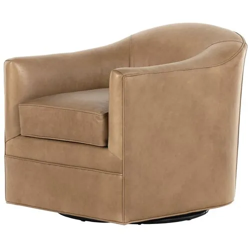 Elaine Swivel Chair - Taupe Leather