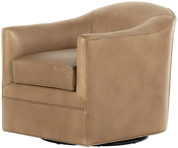 Elaine Swivel Chair, Taupe Leather