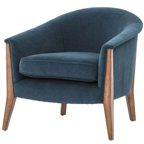 Nina Accent Chair - Plush Azure Performance - Blue, Comfortable, Durable