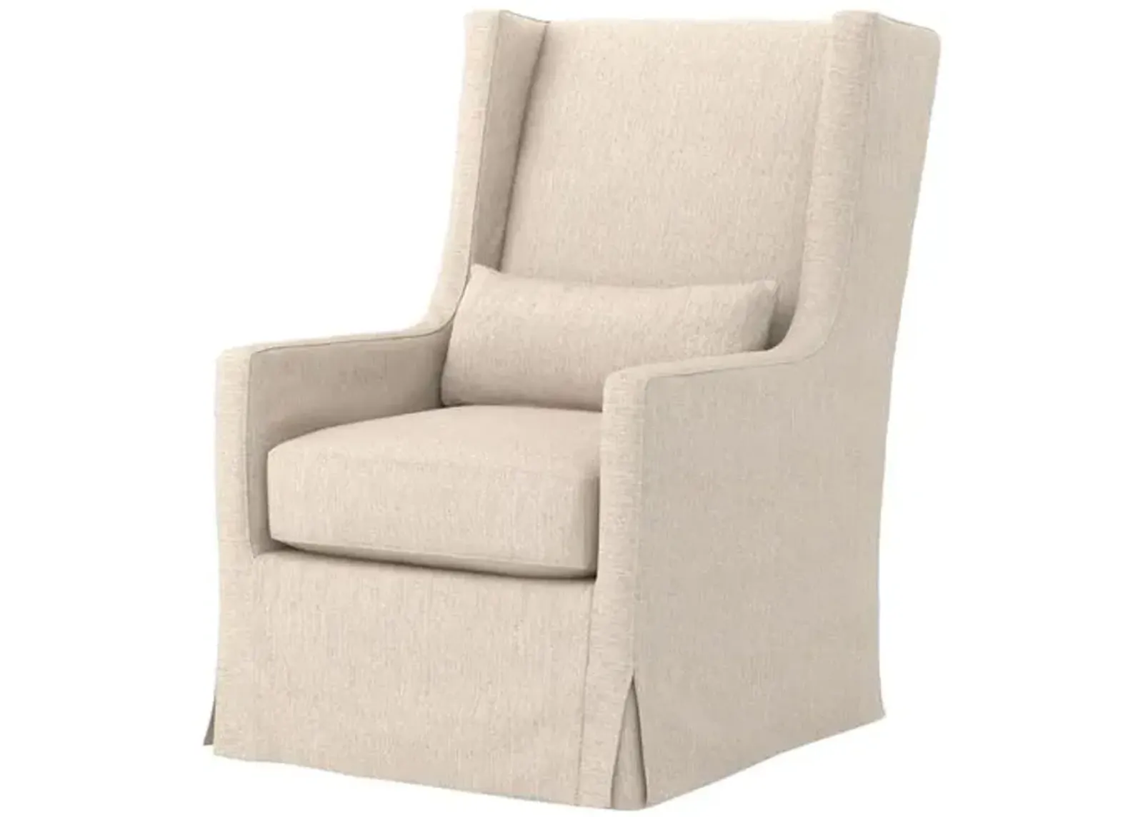 Dorinda Swivel Wingback Chair - Jette Linen - Ivory - 360 Degree Swivel - Comfortable, Stylish