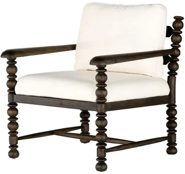 Sherry Accent Chair, Pine/Ivory Performance