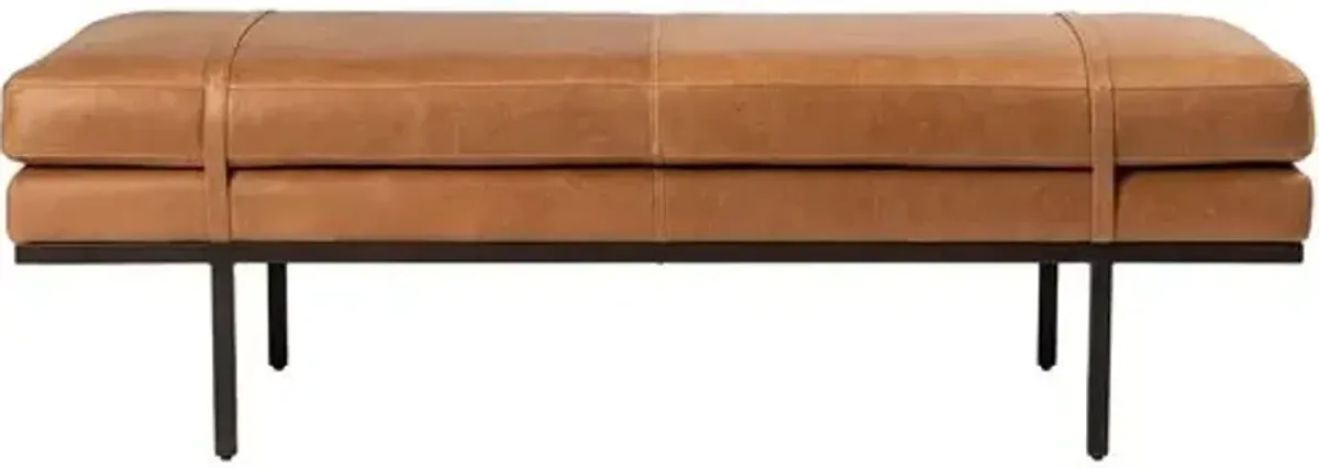 Tobin Leather Accent Bench - Palermo Cognac - Brown