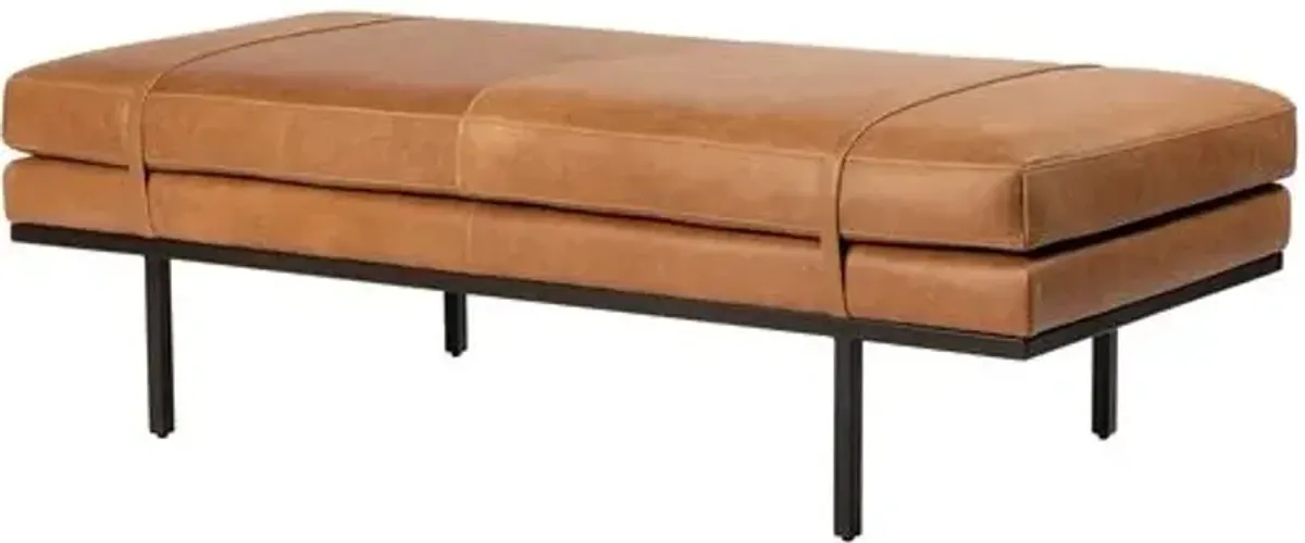 Tobin Leather Accent Bench - Palermo Cognac - Brown