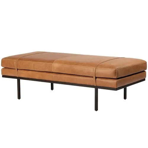 Tobin Leather Accent Bench - Palermo Cognac - Brown