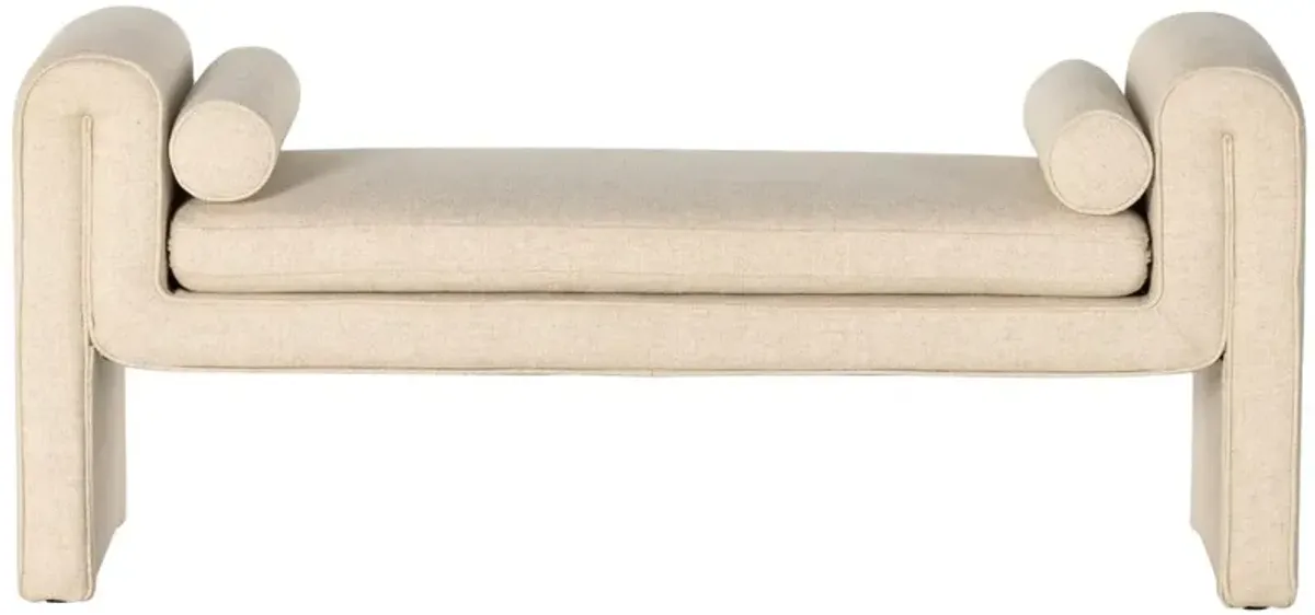 London Upholstered Accent Bench, Cream Performance
